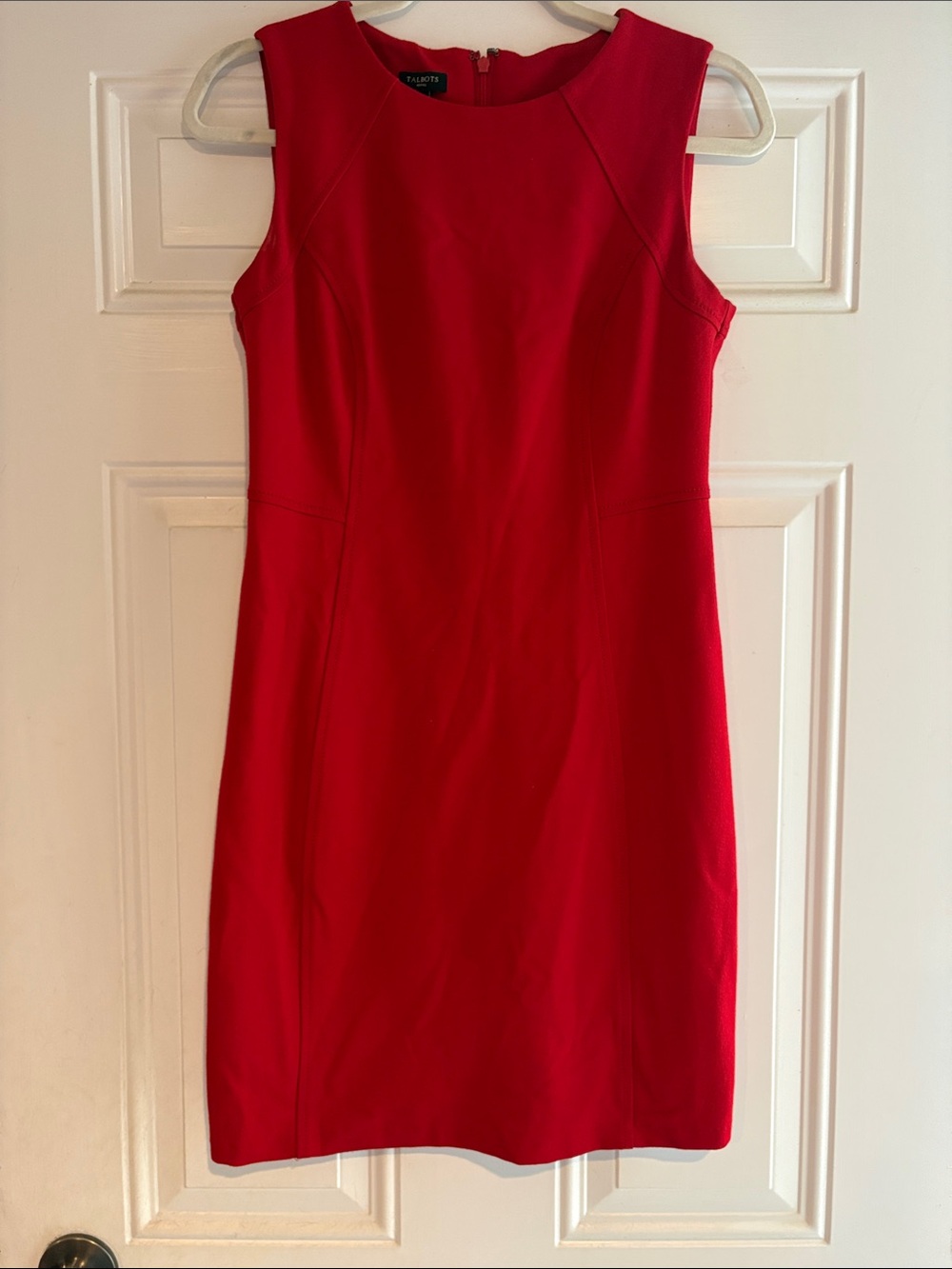 Talbots Red Sleeveless Sheath Dress - Classic Crew Neck